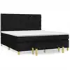 Image de vidaXL Lit boxspring avec matelas noir 160x200 cm Tissu