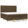 Image de vidaXL Lit boxspring avec matelas brun foncé 160x200 cm Tissu
