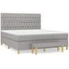 Image de vidaXL Lit boxspring avec matelas gris clair 180x200 cm Tissu