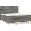 Image de vidaXL Lit boxspring avec matelas gris foncé 180x200 cm Tissu