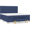 Image de vidaXL Lit boxspring avec matelas bleu 180x200 cm Tissu