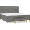 Image de vidaXL Lit boxspring avec matelas gris foncé 200x200 cm Tissu
