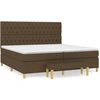 Image de vidaXL Lit boxspring avec matelas brun foncé 200x200 cm Tissu