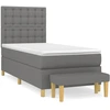 Image de vidaXL Lit boxspring avec matelas gris foncé 90x190 cm Tissu