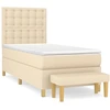 Image de vidaXL Lit boxspring avec matelas Crème 90x190 cm Tissu