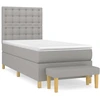 Image de vidaXL Lit boxspring avec matelas gris clair 100x200 cm Tissu