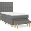 Image de vidaXL Lit boxspring avec matelas gris foncé 100x200 cm Tissu
