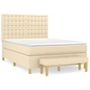 Image de vidaXL Lit boxspring avec matelas Crème 140x190 cm Tissu