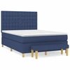 Image de vidaXL Lit boxspring avec matelas bleu 140x190 cm Tissu