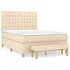 Image de vidaXL Lit boxspring avec matelas Crème 140x200 cm Tissu
