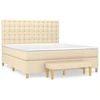 Image de vidaXL Lit boxspring avec matelas Crème 160x200 cm Tissu