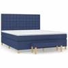 Image de vidaXL Lit boxspring avec matelas bleu 160x200 cm Tissu