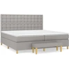 Image de vidaXL Lit boxspring avec matelas gris clair 200x200 cm Tissu