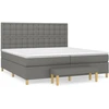 Image de vidaXL Lit boxspring avec matelas gris foncé 200x200 cm Tissu