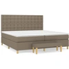 Image de vidaXL Lit boxspring avec matelas Taupe 200x200 cm Tissu