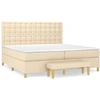 Image de vidaXL Lit boxspring avec matelas Crème 200x200 cm Tissu