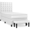 Image de vidaXL Lit boxspring avec matelas blanc 90x200 cm similicuir