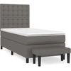 Image de vidaXL Lit boxspring avec matelas Gris 100x200 cm similicuir