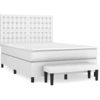 Image de vidaXL Lit boxspring avec matelas blanc 140x200 cm similicuir