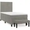 Image de vidaXL Lit boxspring avec matelas gris clair 100x200 cm velours