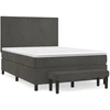 Image de vidaXL Lit boxspring avec matelas gris foncé 140x190 cm velours