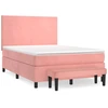 Image de vidaXL Lit boxspring avec matelas rose 140x190 cm velours