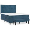Image de vidaXL Lit boxspring avec matelas bleu foncé 140x200 cm velours