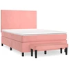 Image de vidaXL Lit boxspring avec matelas rose 140x200 cm velours