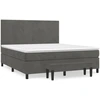 Image de vidaXL Lit boxspring avec matelas gris foncé 160x200 cm velours