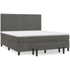 Image de vidaXL Lit boxspring avec matelas gris foncé 180x200 cm velours