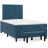 Image de vidaXL Lit boxspring avec matelas bleu foncé 120x200 cm velours