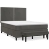 Image de vidaXL Lit boxspring avec matelas gris foncé 140x200 cm velours