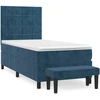 Image de vidaXL Lit boxspring avec matelas bleu foncé 80x200 cm velours
