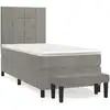 Image de vidaXL Lit boxspring avec matelas gris clair 90x200 cm velours