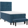 Image de vidaXL Lit boxspring avec matelas bleu foncé 100x200 cm velours
