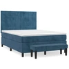 Image de vidaXL Lit boxspring avec matelas bleu foncé 140x190 cm velours