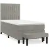 Image de vidaXL Lit boxspring avec matelas gris clair 90x190 cm velours