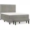 Image de vidaXL Lit boxspring avec matelas gris clair 140x190 cm velours