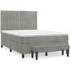 Image de vidaXL Lit boxspring avec matelas gris clair 140x200 cm velours