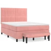 Image de vidaXL Lit boxspring avec matelas rose 140x200 cm velours