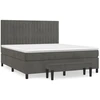 Image de vidaXL Lit boxspring avec matelas gris foncé 160x200 cm velours