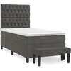 Image de vidaXL Lit boxspring avec matelas gris foncé 90x200 cm velours
