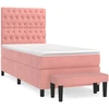 Image de vidaXL Lit boxspring avec matelas rose 100x200 cm velours