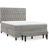 Image de vidaXL Lit boxspring avec matelas gris clair 140x190 cm velours