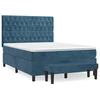Image de vidaXL Lit boxspring avec matelas bleu foncé 140x200 cm velours