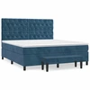 Image de vidaXL Lit boxspring avec matelas bleu foncé 160x200 cm velours