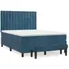 Image de vidaXL Lit boxspring avec matelas bleu foncé 140x200 cm velours