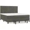 Image de vidaXL Lit boxspring avec matelas gris foncé 160x200 cm velours