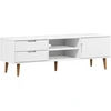 Image de vidaXL Armoire TV MOLDE Blanc 158x40x49 cm Pin massif