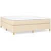 Image de vidaXL Lit boxspring avec matelas Crème 160x200 cm Tissu